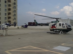 chopper on roof  